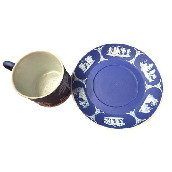 Wedgwood Jasperware Blue & White Demitasse Cup & Saucer Set RARE - Picture 4 of 8